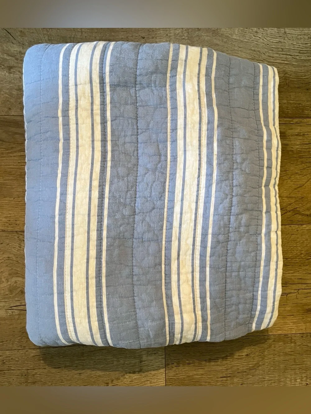 Crown & Ive Denim Blue and White Striped Comforter - Twin  74x80
